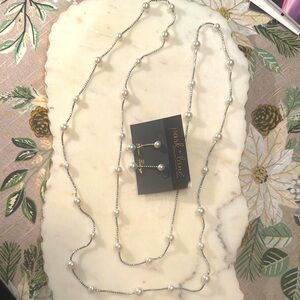 Silver with Faux Pearls 61” Necklace